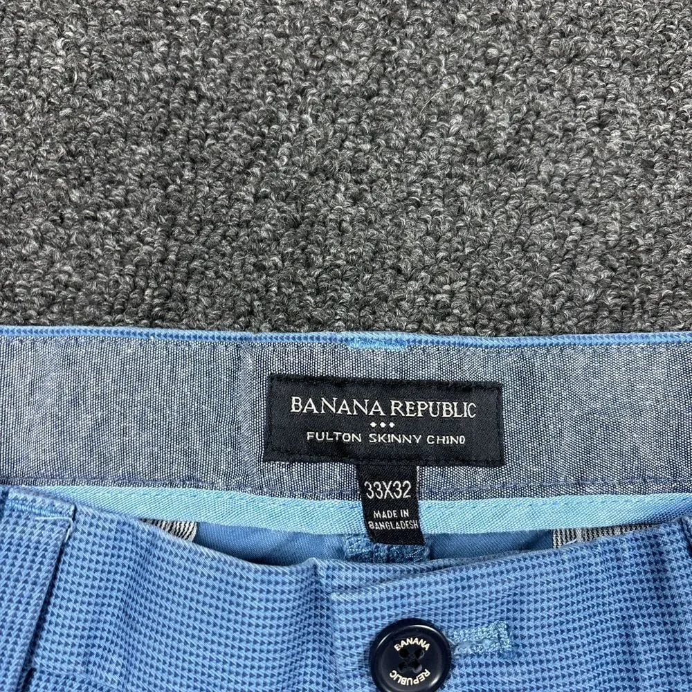 Banana Republic Mens Fulton Skinny Fit Chino Blue Stretch Pants Size 33x32
